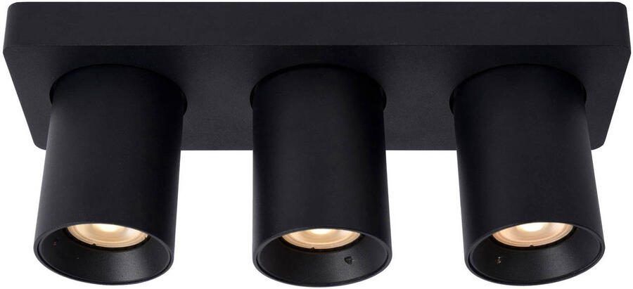 Lucide NIGEL Plafondspot LED Dim to warm GU10 3x5W 2200K 3000K Zwart