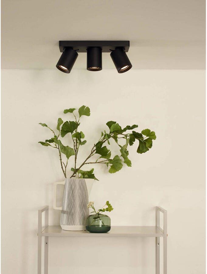 Lucide NIGEL Plafondspot LED Dim to warm GU10 3x5W 2200K 3000K Zwart - Foto 2