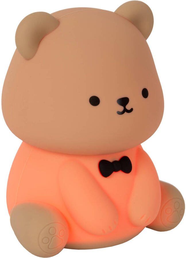 Lucide PINCHA BEAR Oplaadbare Tafellamp Kinderkamer Accu Batterij LED 3 StepDim 1x0 5W 2100K RGB Bruin | Essential