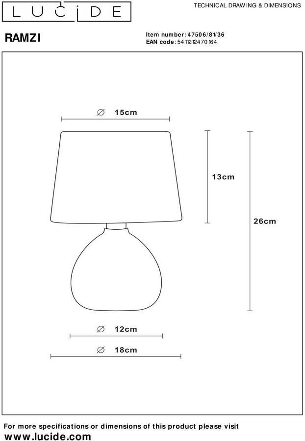 Lucide RAMZI Tafellamp Ø 18 cm 1xE14 Grijs