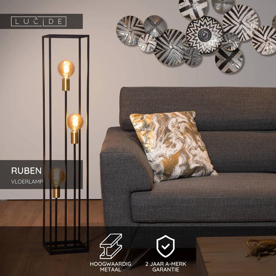 Lucide vloerlamp Ruben zwart 22x22x120 cm Leen Bakker - Foto 2