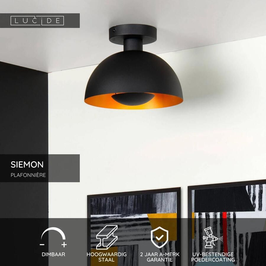 Lucide SIEMON Plafonnière 45196 01 (Kleur: zwart) - Foto 2