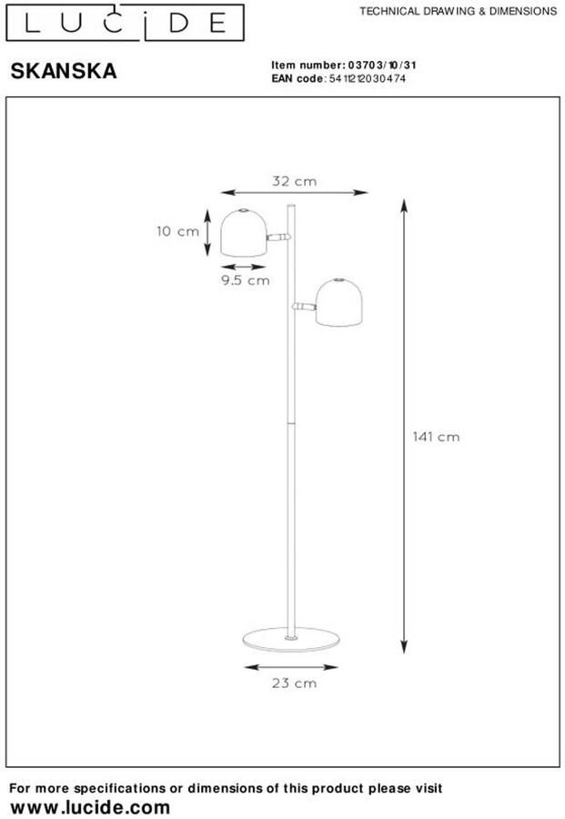 Lucide SKANSKA Vloerlamp LED Dimb. 2x5W 3000K Wit - Foto 3