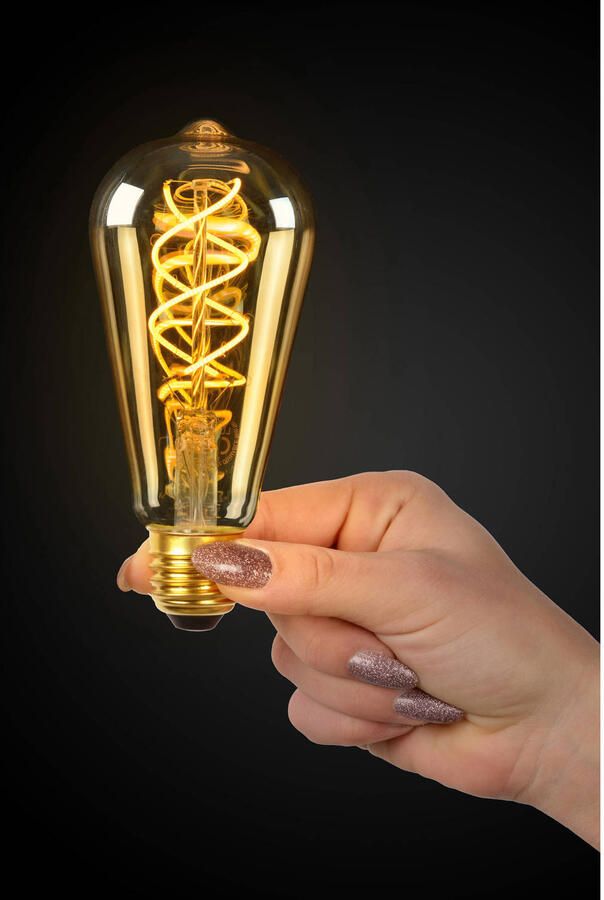 LUCIDE Ledfilamentlamp Edison St64 Amber D6 4cm Dimbaar Warm Wit E27 4 9w - Foto 2