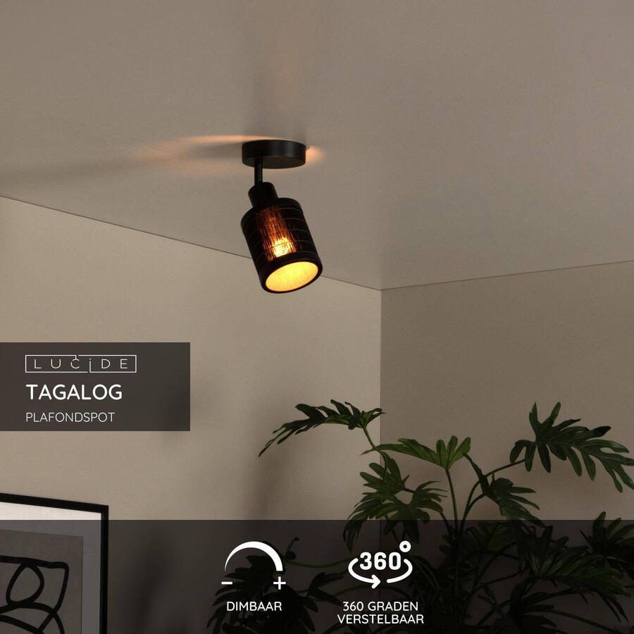 Lucide TAGALOG Plafondspot Ø 10 cm 1xE27 Zwart - Foto 2