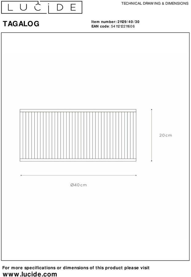 Lucide TAGALOG Plafonnière Ø 40 cm 1xE27 Zwart