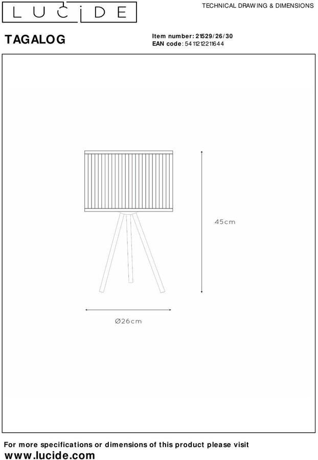 Lucide TAGALOG Tafellamp Ø 26 cm 1xE27 Zwart - Foto 2