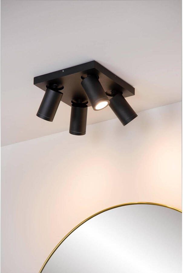 Lucide TAYLOR Plafondspot Badkamer LED Dim to warm GU10 4x5W 2200K 3000K IP44 Zwart - Foto 2