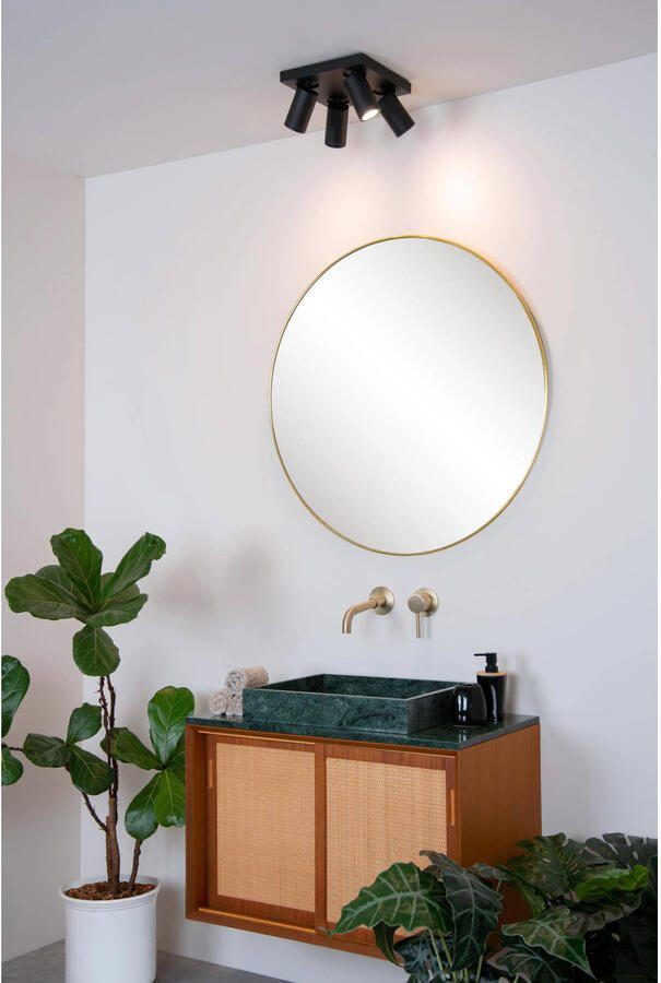 Lucide TAYLOR Plafondspot Badkamer LED Dim to warm GU10 4x5W 2200K 3000K IP44 Zwart - Foto 3