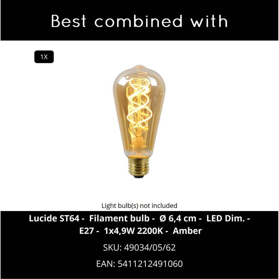 Lucide TOLEDO Hanglamp Ø 20 cm 1xE27 Amber - Foto 2