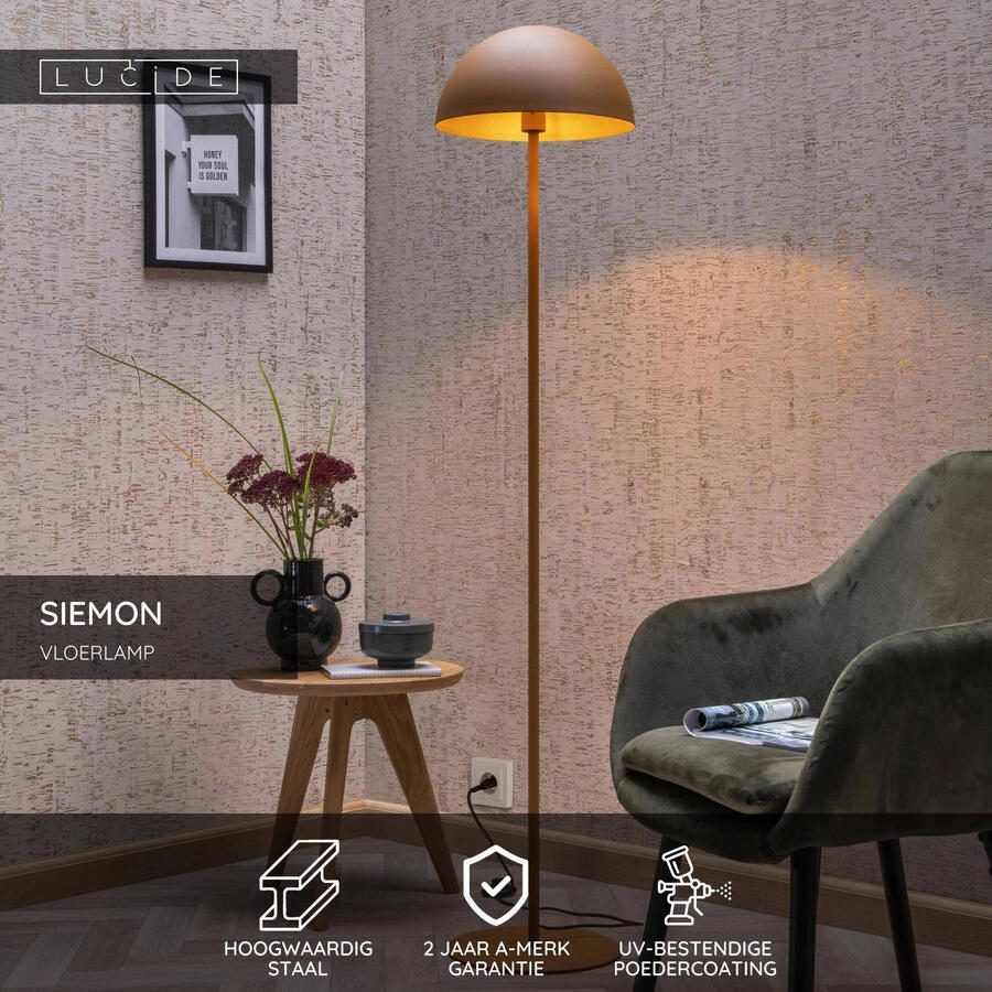 Lucide SIEMON Vloerlamp Ø 35 cm 1xE27 Okergeel - Foto 2