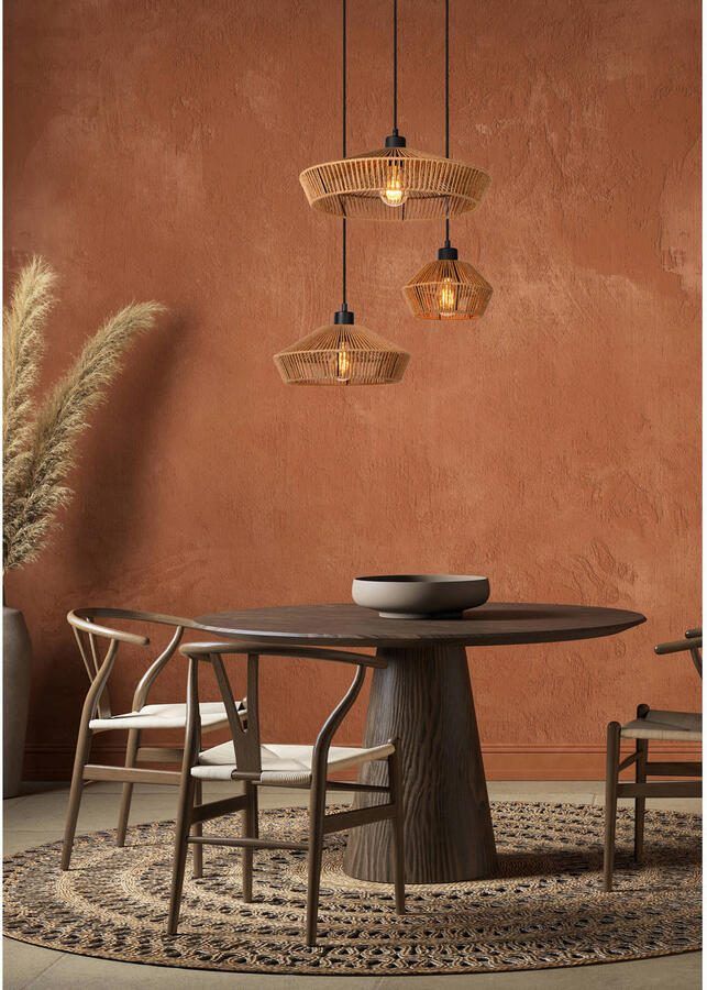 Lucide YUNKAI Hanglamp Ø 60 cm 3xE27 Licht hout - Foto 2