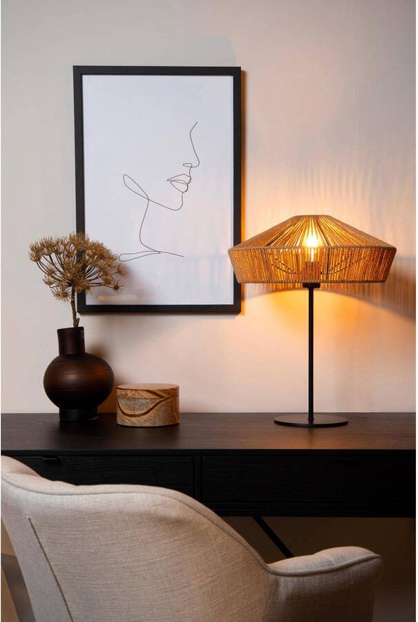 Lucide YUNKAI Tafellamp Ø 40 cm 1xE27 Licht hout - Foto 4