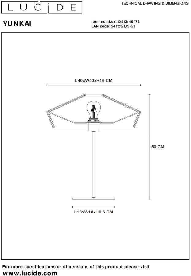 Lucide YUNKAI Tafellamp Ø 40 cm 1xE27 Licht hout - Foto 3