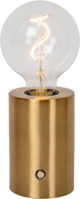 Lucide VIVO Oplaadbare Tafellamp Accu Batterij Ø 8 cm LED Dimb. E27 1x1W 2700K Mat Goud Messing