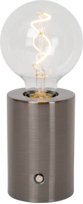 Lucide VIVO Oplaadbare Tafellamp Accu Batterij Ø 8 cm LED Dimb. E27 1x1W 2700K Mat zwart chroom
