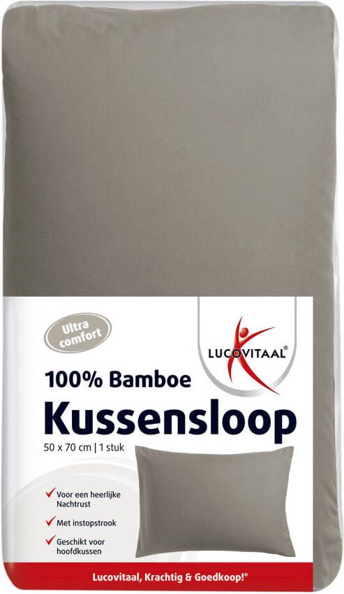 Lucovitaal Kussensloop Bamboe Taupe 50x70cm