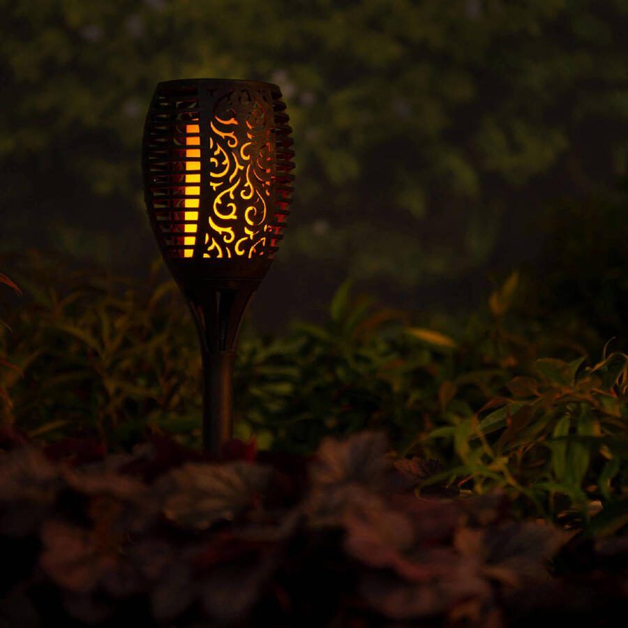 Lumineo Solar tuinfakkel tuinlamp vlam effect ovaal op zonne-energie 61 cm Prikspots tuinverlichting - Foto 4