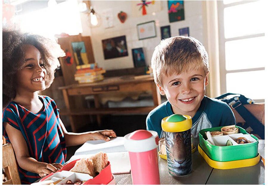 Mepal lunchbox Campus – Broodtrommel met vakjes voor kinderen – Geschikt voor 4 boterhammen – Dino - Foto 4