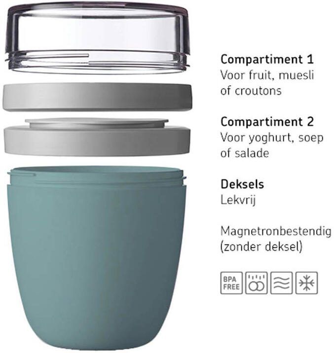 Mepal Lunchpot mini – 300 ml + 120 ml – Yoghurt en Muesli beker to go – Ellipse – Nordic black - Foto 2