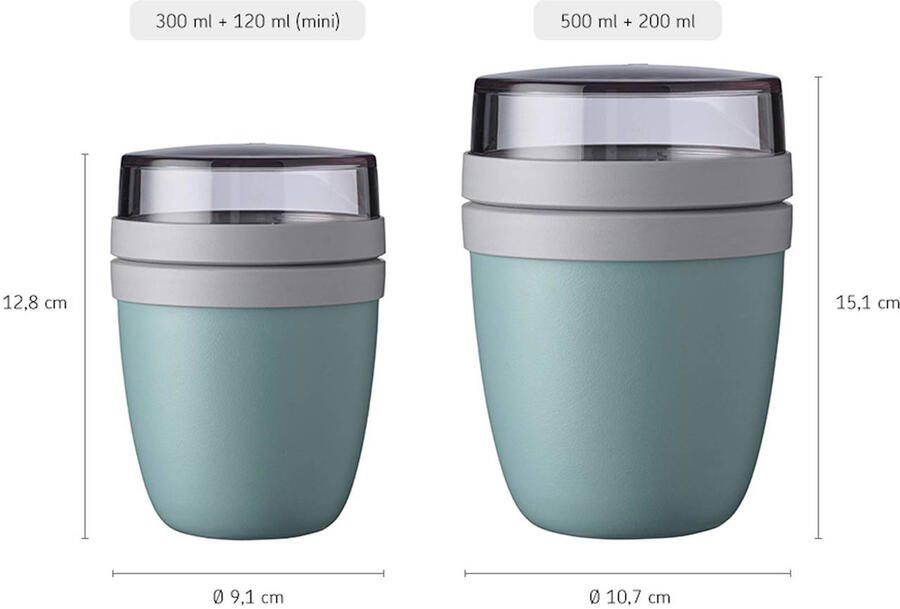 Mepal Lunchpot – 500 ml + 200 ml – Yoghurt en Muesli beker to go – Ellipse – Nordic black - Foto 2