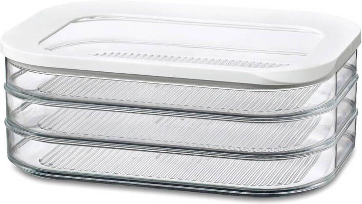 Gusta Mepal – vleeswarendoos Modula 3-laags – wit – bewaardoos met deksel – zicht op inhoud stapelbaar – koelkastdoos - Foto 4