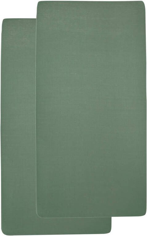 Meyco katoenen jersey baby hoeslaken ledikant 60x120 cm set van 2 forest green