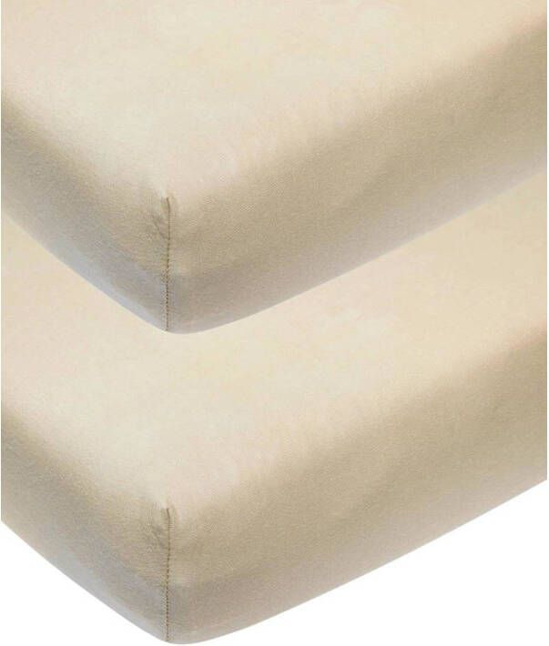 Meyco katoenen jersey co-sleeper hoeslaken 50x90 cm set van 2 Sand