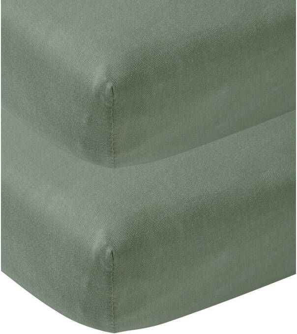 Meyco katoenen jersey hoeslaken wieg set van 2 50x90 forest green