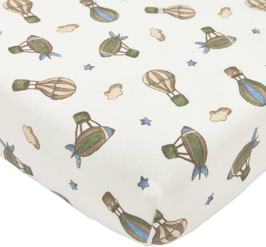 Meyco co-sleeper hoeslaken Air Balloons ecru groen blauw