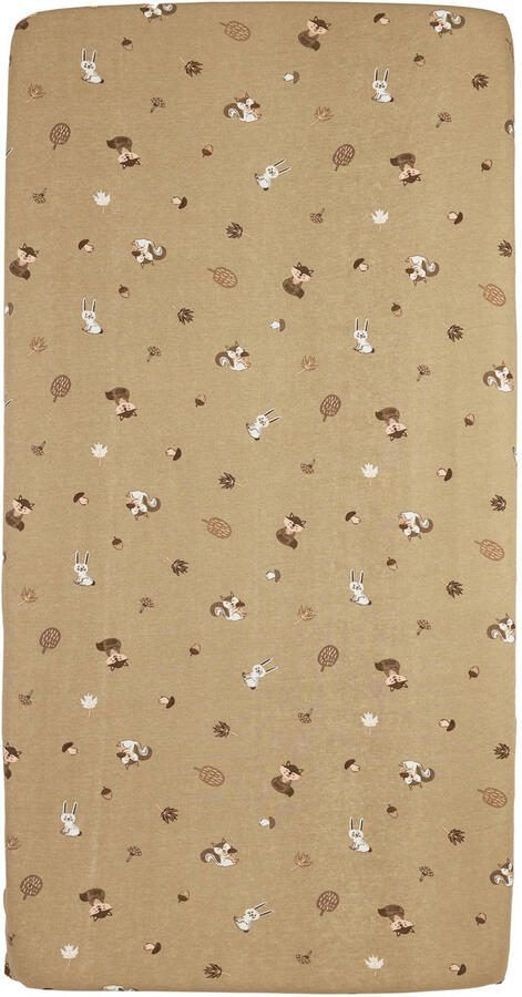 Meyco ledikant hoeslaken Forest Animals sand