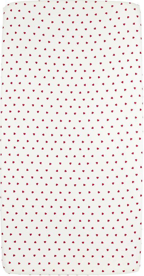 Meyco wieg hoeslaken Sweet Heart white red