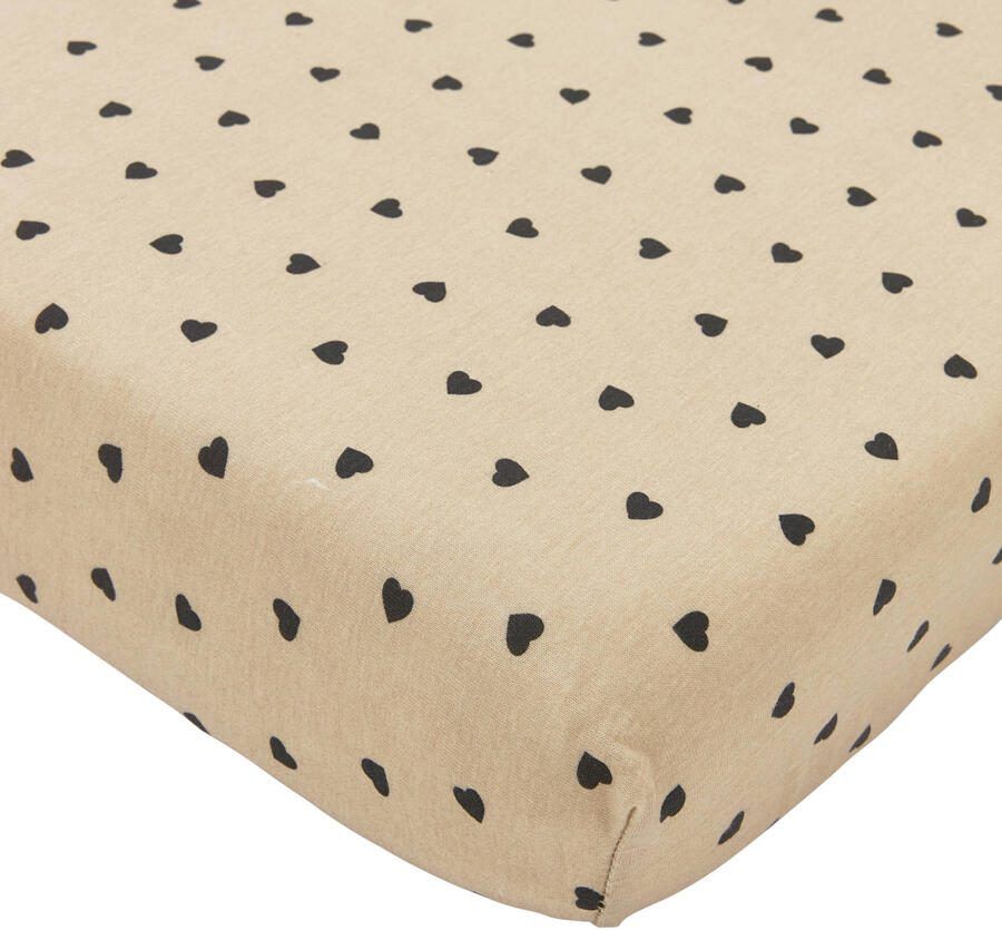 Meyco wieg hoeslaken Sweet Heart beige zwart