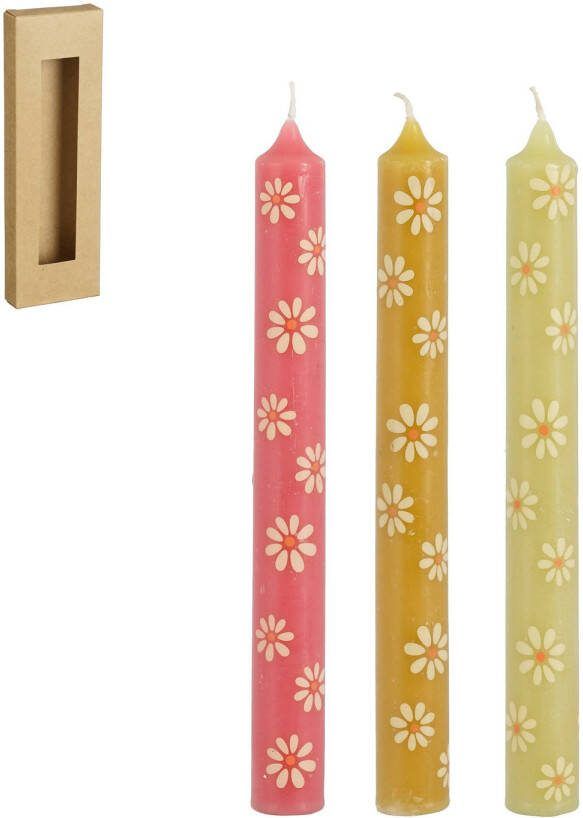 Mica Decorations kaarsen bloemen (set van 3)