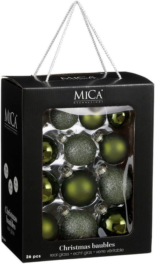 Mica Decorations Kerstballen glas donkergroen 26 stuks (ø7 cm)