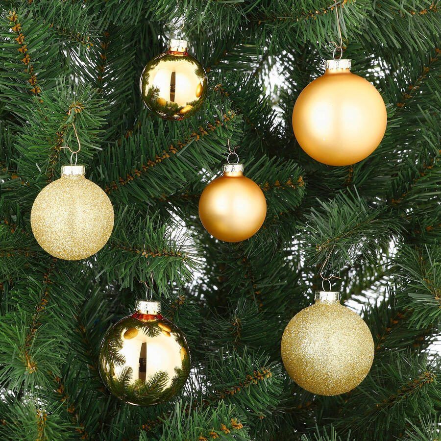 Mica Decorations Kerstballen glas goud 42 stuks (ø7 cm)