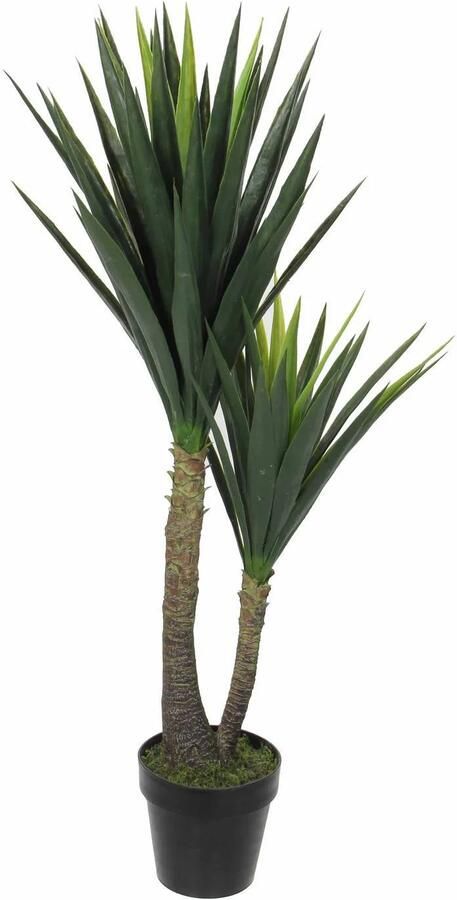 Merkloos Groene Yucca kunstplanten 120 cm met zwarte pot Kunstplanten - Foto 1