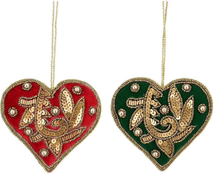 Mica Decorations Ornament hart rood groen