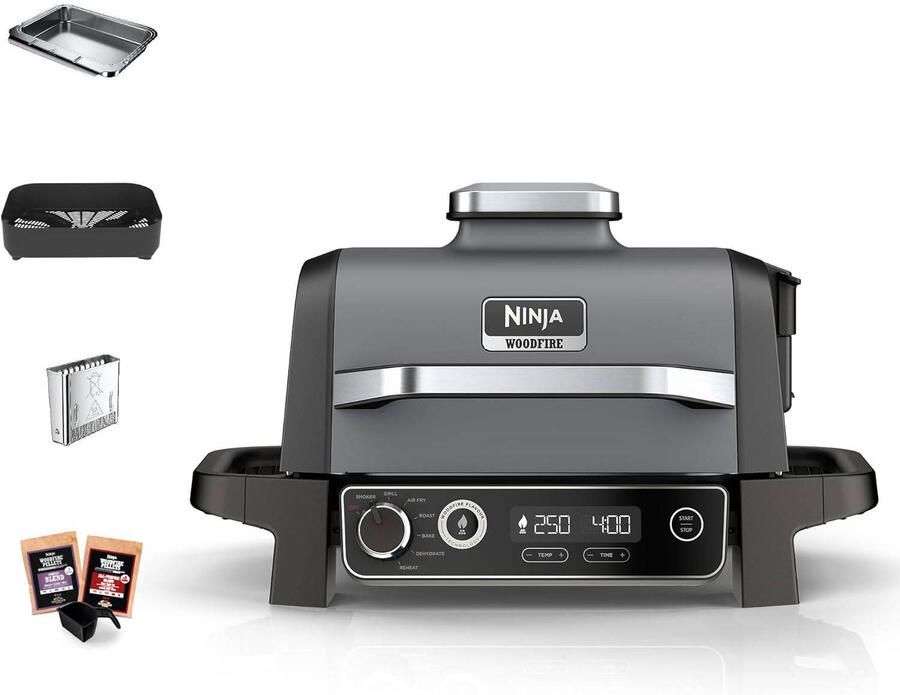 Ninja Woodfire 7-in-1 Elektrische BBQ Grill Smoker & Airfryer Tafelmodel Barbecue Geschikt voor Balkon OG701EU - Foto 3