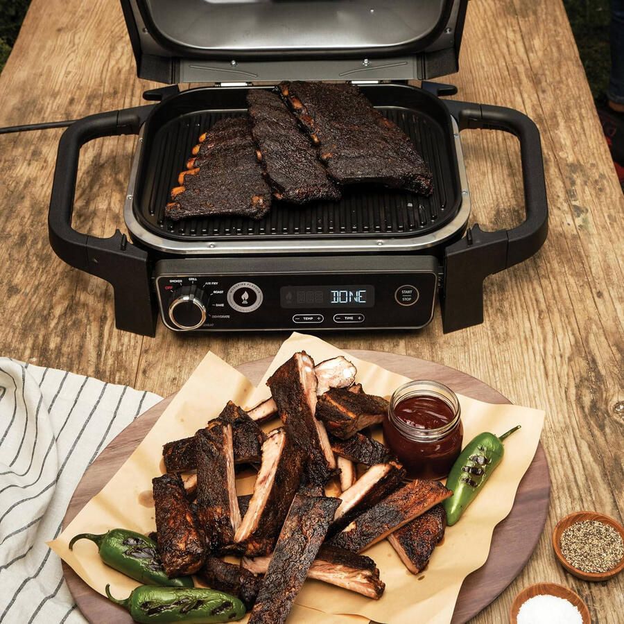 Ninja Woodfire 7-in-1 Elektrische BBQ Grill Smoker & Airfryer Tafelmodel Barbecue Geschikt voor Balkon OG701EU - Foto 4