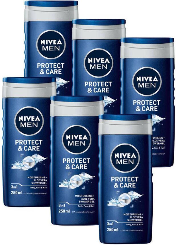 NIVEA Protect & Care douchegel 6 x 250 ml voordeelverpakking