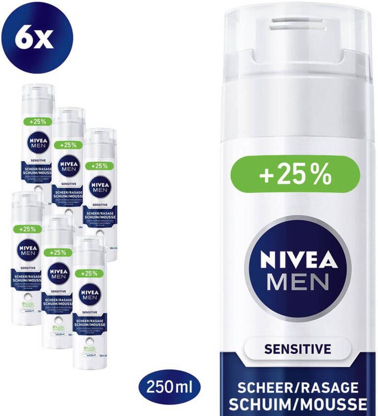 NIVEA MEN Sensitive Scheerschuim 6 x 200 ml Voordeelverpakking