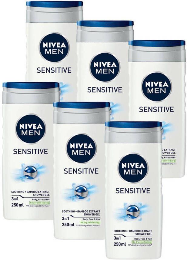 NIVEA Sensitive douchegel 6 x 250 ml voordeelverpakking