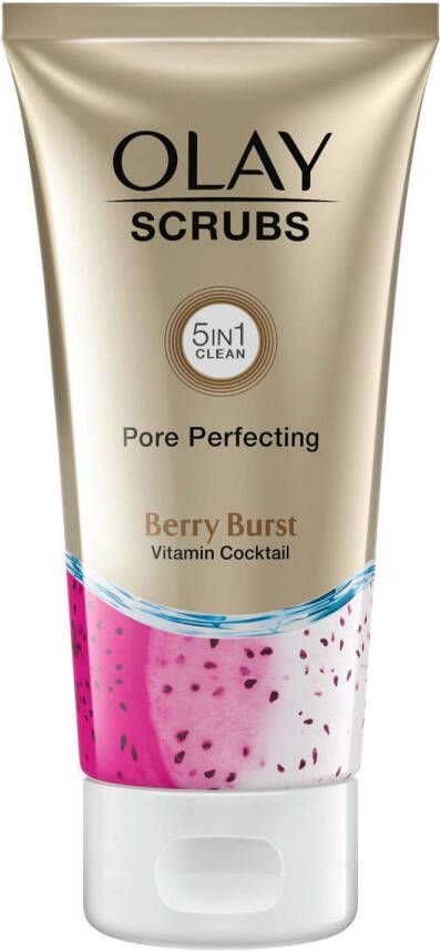Olay Pore Perfecting Scrub Berry Burst Zachte Scrub Voor Schitterende Gloed Met Strawberry-Extract En Vitaminen B3 B5 En E 150ml