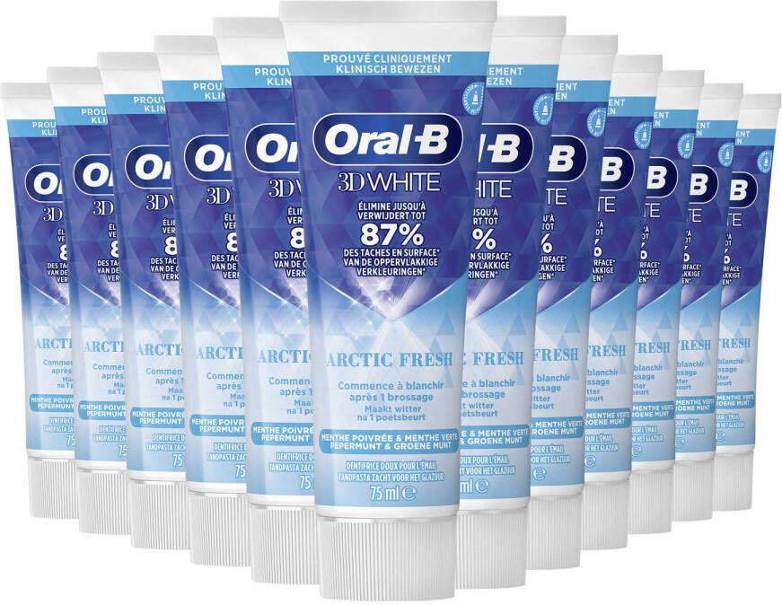 Oral-B 3D White Arctic Fresh tandpasta voordeelverpakking 12 x 75ml