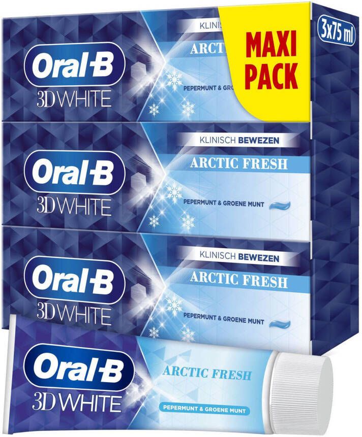 Oral-B 3D White Arctic Fresh tandpasta voordeelverpakking 3 x 75 ml