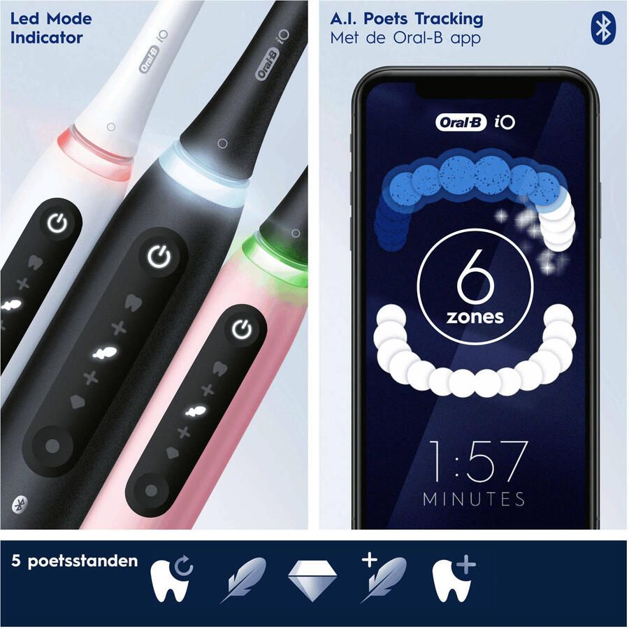 Oral-B iO5 connected elektrische tandenborstel Bluetooth 1 opzetborstel en 1 reisetui Zwart