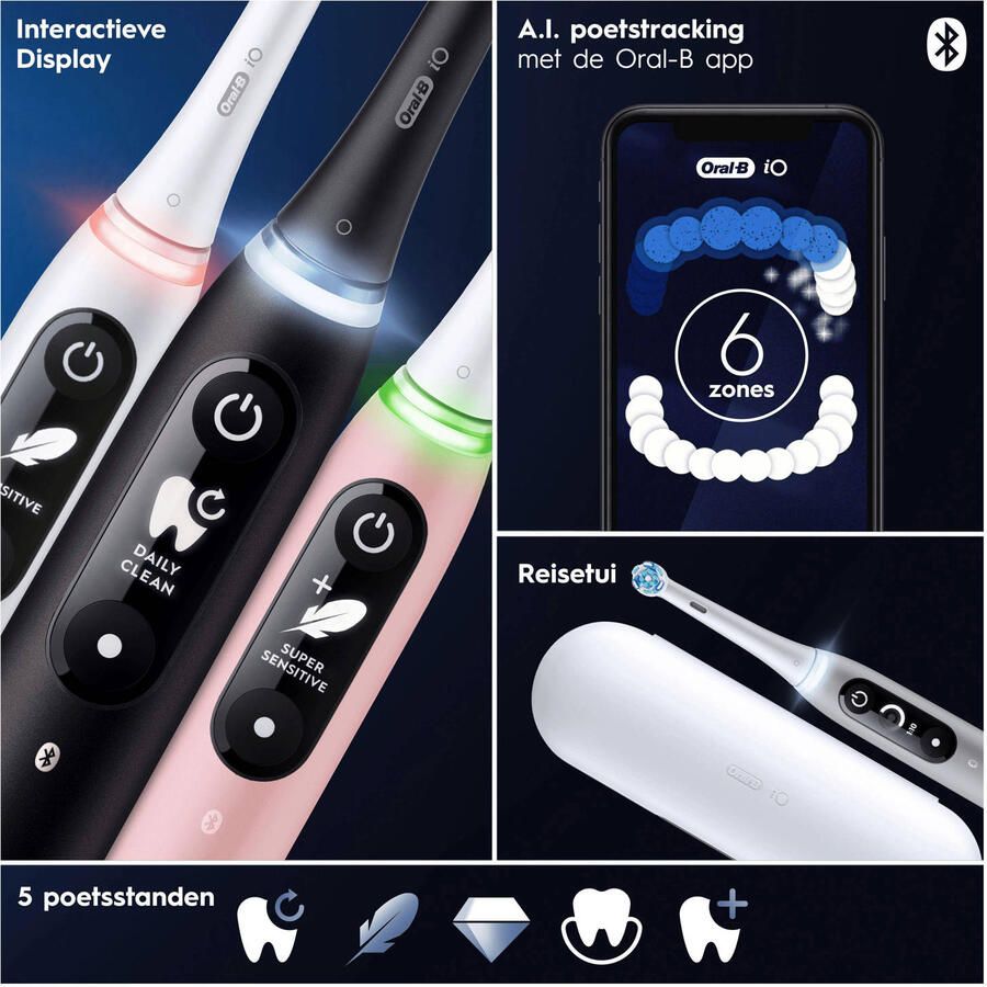 Oral B Oral-B iO 6 Black & Pink Elektrische Tandenborstels Ontworpen Door Braun