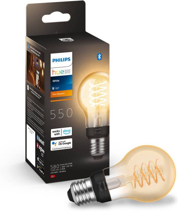 Philips Hue filament standaardlamp A60 zachtwit licht 1-pack E27 - Foto 2