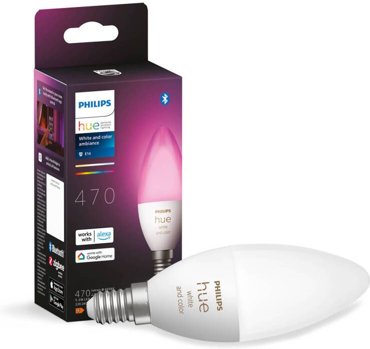 Philips Hue kaarslamp wit en gekleurd licht 1-pack E14 - Foto 3